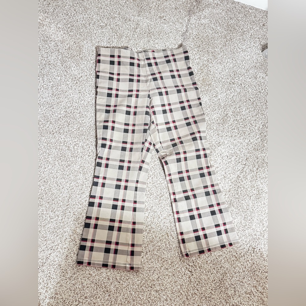 Sanctuary Plaid Capri Trousers in Black, Red, and Cream
